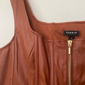 TORRID - Brown Pleather Corset with Gold Zipper